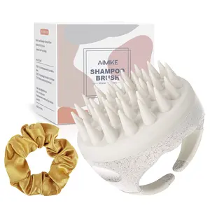 AIMIKE Soft Silicone Scalp Massager Brush, Exfoliator for Dandruff, Head Scrubber for Thick Curly Wet Dry Hair of Women Men Kids Accessories Hand