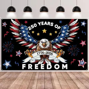 2D Flat Banner 1pc Blue Background Photography Backdrop, 250th Anniversary Theme July 4 Independence Day Party Decorations
