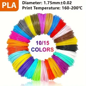 3D Printing Pen Refill Pack - 10 Vibrant Colors, 10-Inch Each, 1.75mm Diameter, Total 98ft, for Return School