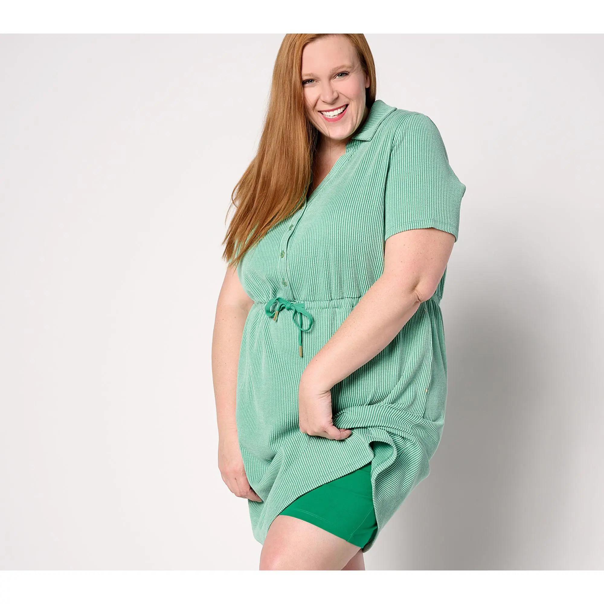 Sport Savvy Seersucker Petite Button Front Dress Set