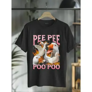 Funny Goose Meme TShirt Featuring 100 Percent Cotton Pee Pee Poo Poo Graphic with YK Style