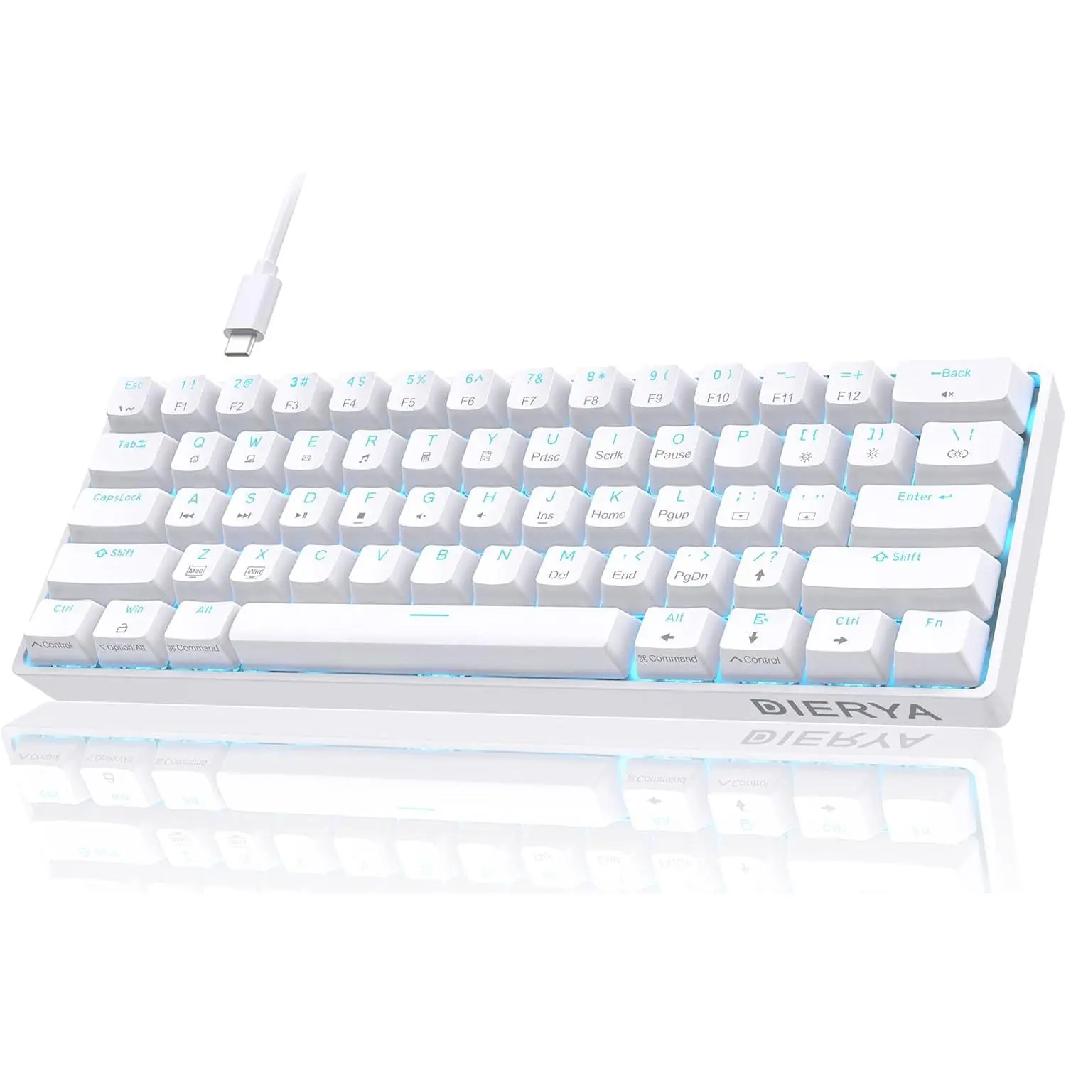 Mechanical Keyboard, DK61se Wired Gaming Keyboard with Brown Switches, LED Backlit Ultra-Compact 61 Keys Mini Office Keyboard for Windows Laptop