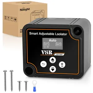 Nilight Dual Battery Isolator Kit Smart Adjustable 12V 140 AMP Auto Manual Voltage Sensitive Relay VSR Automatic Disconnect Switch Delay Setting Waterproof for Truck Car Van RV ATV UTV Marine Boat