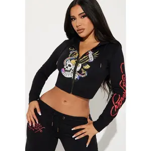Ed Hardy NYC Zip Front Hoodie - Black 1