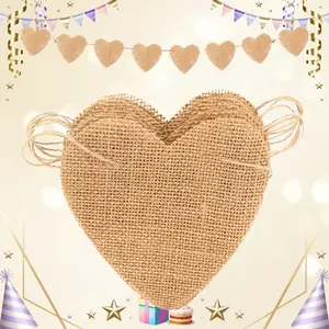 15pcs 4m Heart-Shaped Hessian Banner/Rustic Wedding Hessian Burlap DIY Pennant Flags/Linen Banner/Suitable for Birthdays, Weddings, Valentine's Day, St. Patrick's Day, Ramadan, Eid, Parties, Graduation Season, Yards, Homes, Large Events