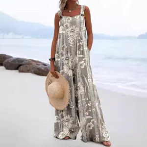 Summer 2025 Fashion Choice! New Women's Digital Printed Jumpsuit with Buttons in Ethnic Style