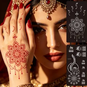 2 Reusable Self-Adhesive Hand Templates, Floral Pattern Stickers for DIY Body Painting, Perfect for Parties and Crafts, Repeat Use