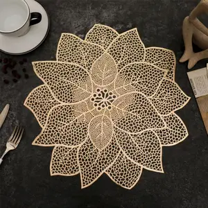 Hollow out Flower Design Placemat, Heat Resistant Non-slip Table Mat, Decorative Coaster for Home Kitchen Dining Room
