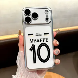 Translucent matte phone case with Mbappe No. 10 jersey design with protective film at the lens, Suitable for iPhone 11, 12, 13, 14, 15, 16, 17 PIUS, Pro, and Promax
