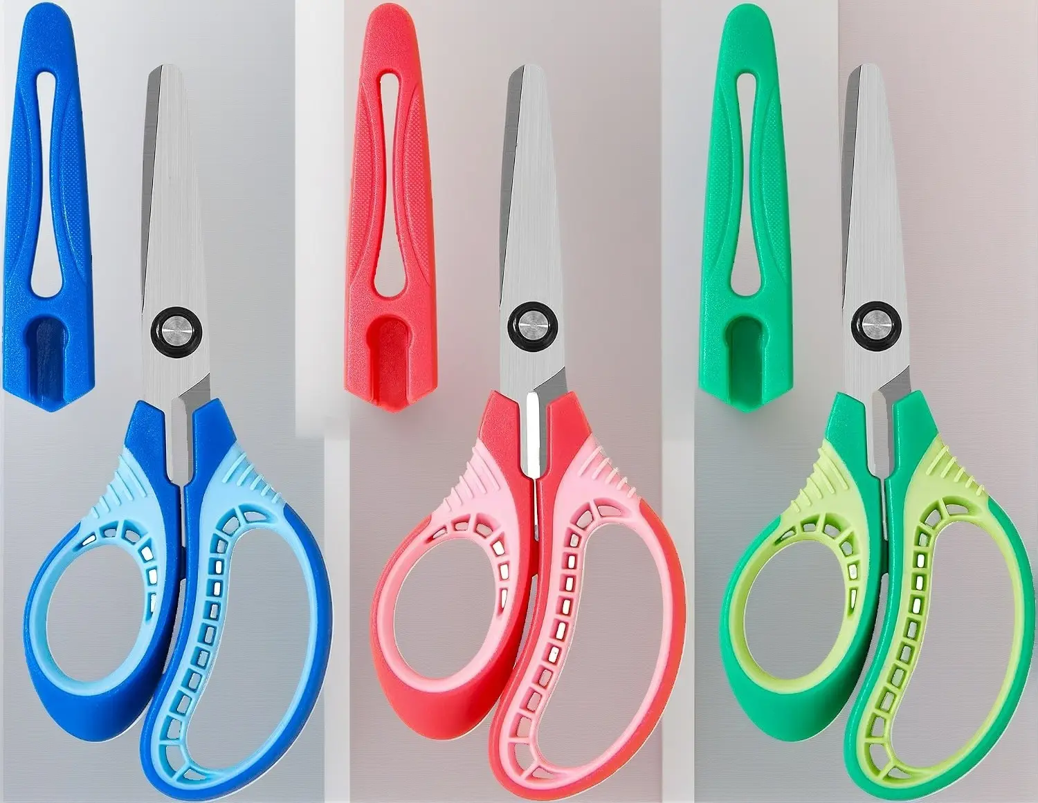 Left-Handed Kids Scissors, 6-Inch Blunt-Tip Scissors with Protective Cover for Ages 5+ (DIY Painting Supplies)