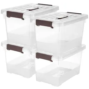 4 Pack-plastic Storage Bins With Lids And Handle  Clear Plastic Latching Box For Stackable Containers Organizing Multi-purpose 6 Quart