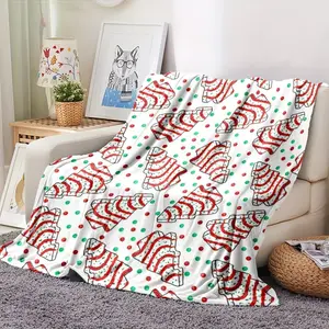 Soft Funny Throw Blanket Cozy Christmas Flannel Fleece,Festive Tree Pattern,Warm Plush Blanket For Casual,Office,Picnic,Travel,All-Season,Multi-Purpose,Contemporary Style,Lightweight Cover