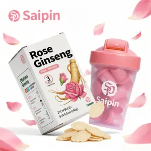 Rose Herbal Tea Drink Mix (Caffeine-Free) | Ginseng Powder | Instant Tea | Sugar-Free | 20 Servings + Free Shaker