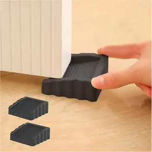 Rubber Door Stoppers Wedge,Bidirectional Door Stops,Small Size Cube Doorstop,Black，2Pack