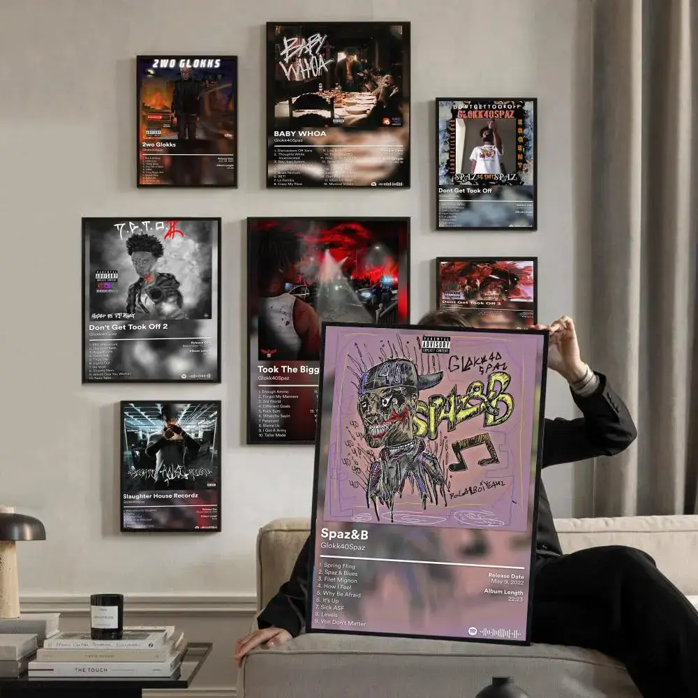 Rapper G-Glokk40Spaz Album Cover Poster HD Waterproof Sticky Wall Art | High-Quality Aesthetic Print for Living Room, Bedroom, Bathroom & Hallway Decor | Trendy & Easy-to-Apply | Durable Gift Idea for Home Decoration
