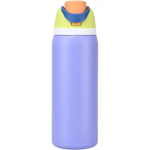 Insulated Stainless Steel Water Bottle with Straw,Reusable Sports and Travel Bottle for School, Kids, and Outdoors - Leakproof and BPA-Free (Lavender purple, 16.0, oz)