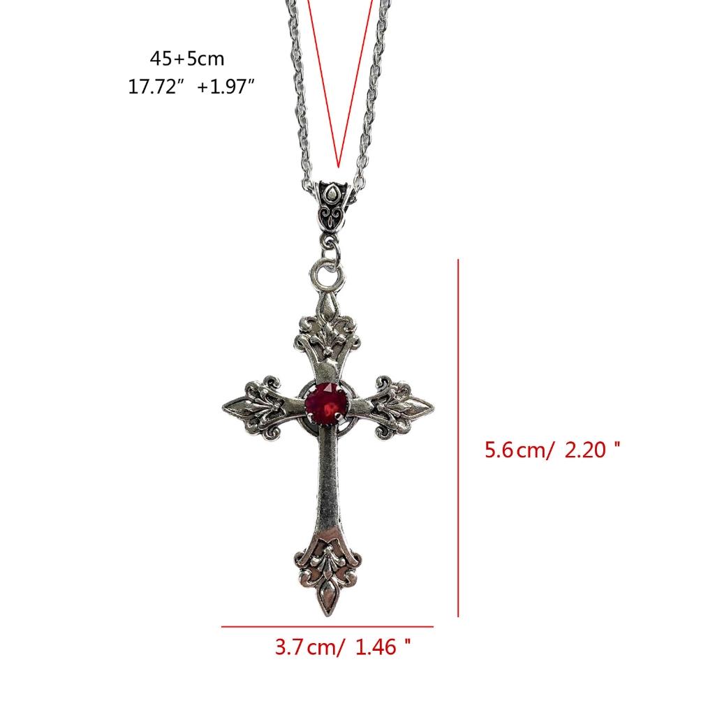 2pcs Gothic Style Necklace Large Cross Neckchain Unisex Church Pendant Choker Crucifix Shape Clavicle Chain Accessory