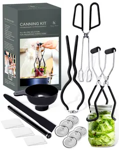 Hungry Artisan Ultimate Canning Starter Kit - 18-Piece Set for Beginners - Complete Home Canners Equipment with Jar Lifter Funnel Wrench Tongs Bubble Popper Magnetic Lid Lifter Canning Labels & Lids