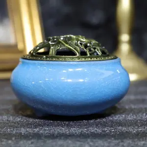 Ceramic Incense Burner  Crack Ceramic pattern, 1 count ceramic incense holder,creative home decoration,home fragrance accessories (without incense)