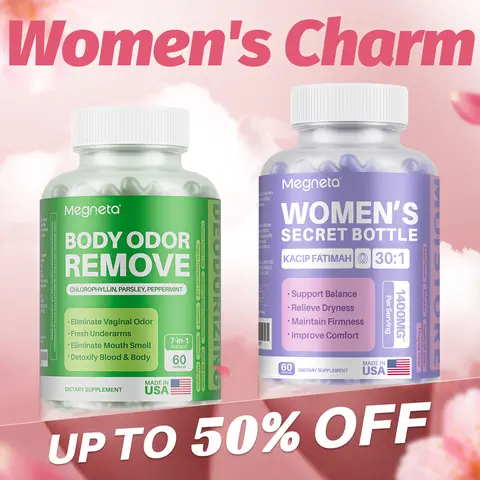 Megneta Women's Charm Power Pack - 120 Tablets - Body Odor Remove, Peppermint, Vitamin Supplement for Healthcare & Fitness