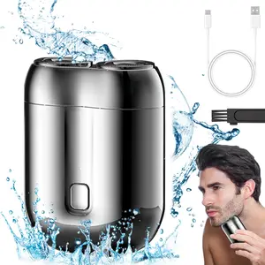 Portable Electric Razor, Rechargeable Waterproof Electric Beard Shaver, Pocket Size Dual Head Beard Trimmer for Home, Car, Travel