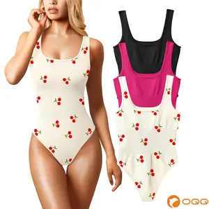 OQQ Women's 3 Piece Bodysuits Sexy Ribbed Sleeveless Square Neck Tank Tops Seamless Trendy
