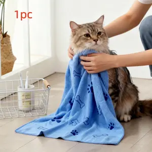 Soft Absorbent Microfiber Pet Towel, Cute Paw Printing Design, Quick Drying Cartoon Bath Towel, Suitable for Cats, Kitten, Dogs, Puppy Grooming, Grooming Supplies