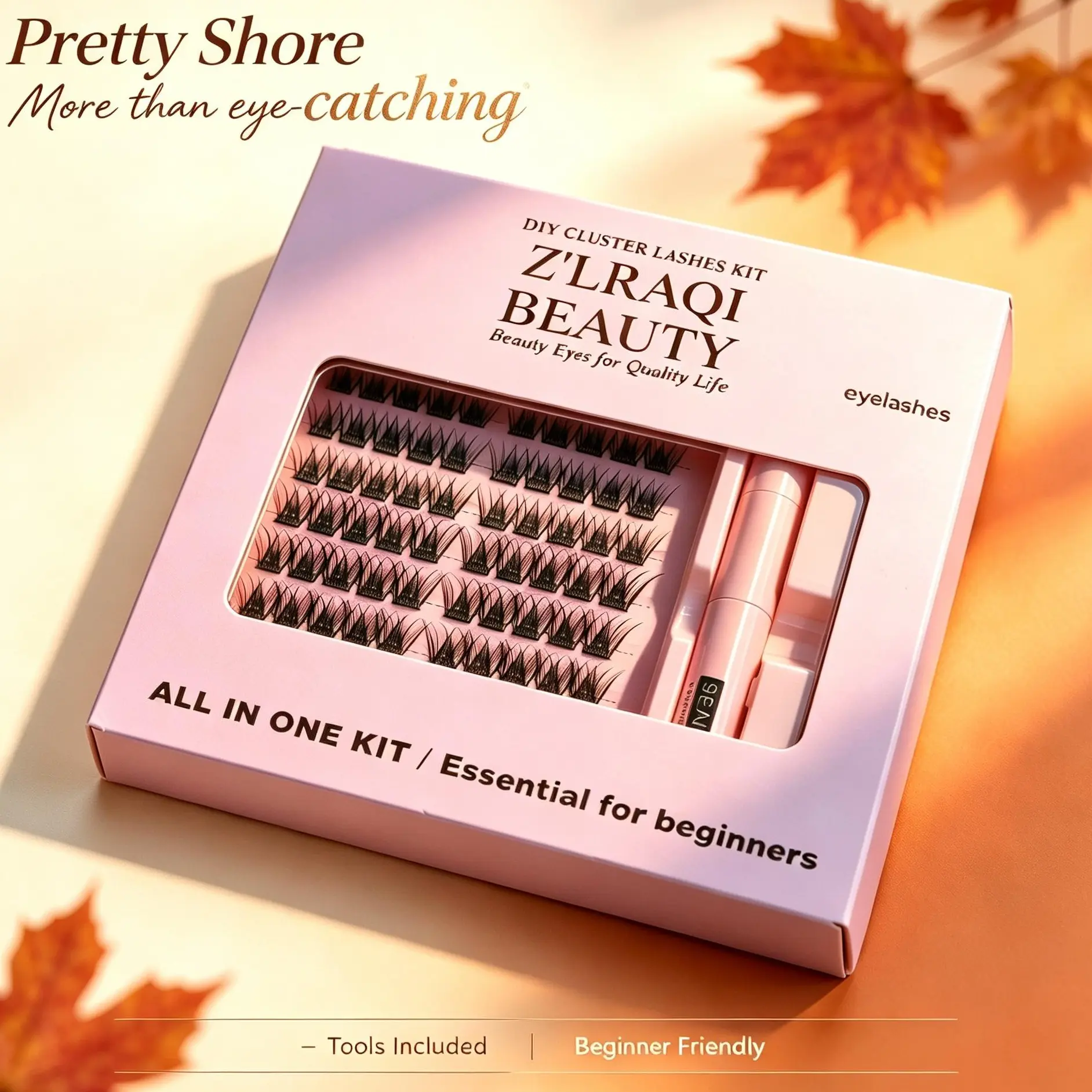 PrettyShore 4-Style Lash Cluster Kit, 100/120 Clusters, C/D Curl, Wispy & Voluminous Lashes with Glue & Tweezers,  8–16mm Mixed Lengths, Waterproof & Quick-Apply, Natural-Looking Finish Makeup Cosmetic#sohochic