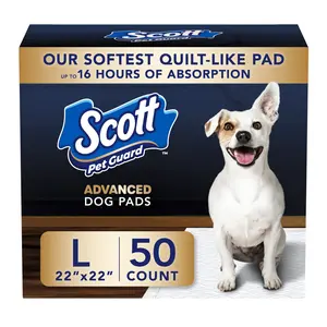 Scott Pet Guard Advanced Dog Pads - Training Pee Pads for Puppies, Medium & Large Dogs - Up to 16 Hour Absorbency with Odor Control, Softest Quilted