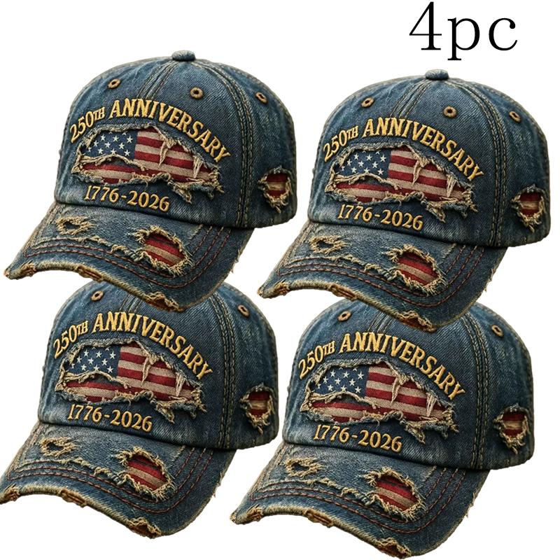 250th Anniversary 1776-2026 Distressed Denim Baseball Cap for Men American Flag Embroidery Vintage Washed Relaxed Fit Daily Casual Outdoor Spring Summer History Enthusiasts Patriotic Fans Fathers Husbands Friends 250th Anniversary 1776-2026 Distressed Denim Baseball Cap for Men American Flag Embroidery Vintage Washed Relaxed Fit Daily Casual Outdoor Spring Summer History Enthusiasts Patriotic Fans Fathers Husbands Friends