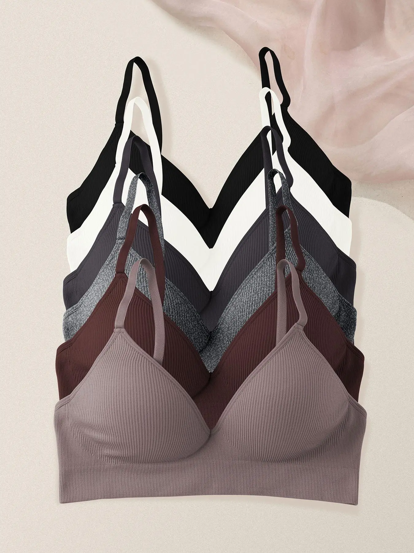 Women's Solid Wireless Bralette, Adjustable Strap Push Up Bra, Soft Comfortable Breathable Lingerie for Daily Wear, Breathable Comfy Bra