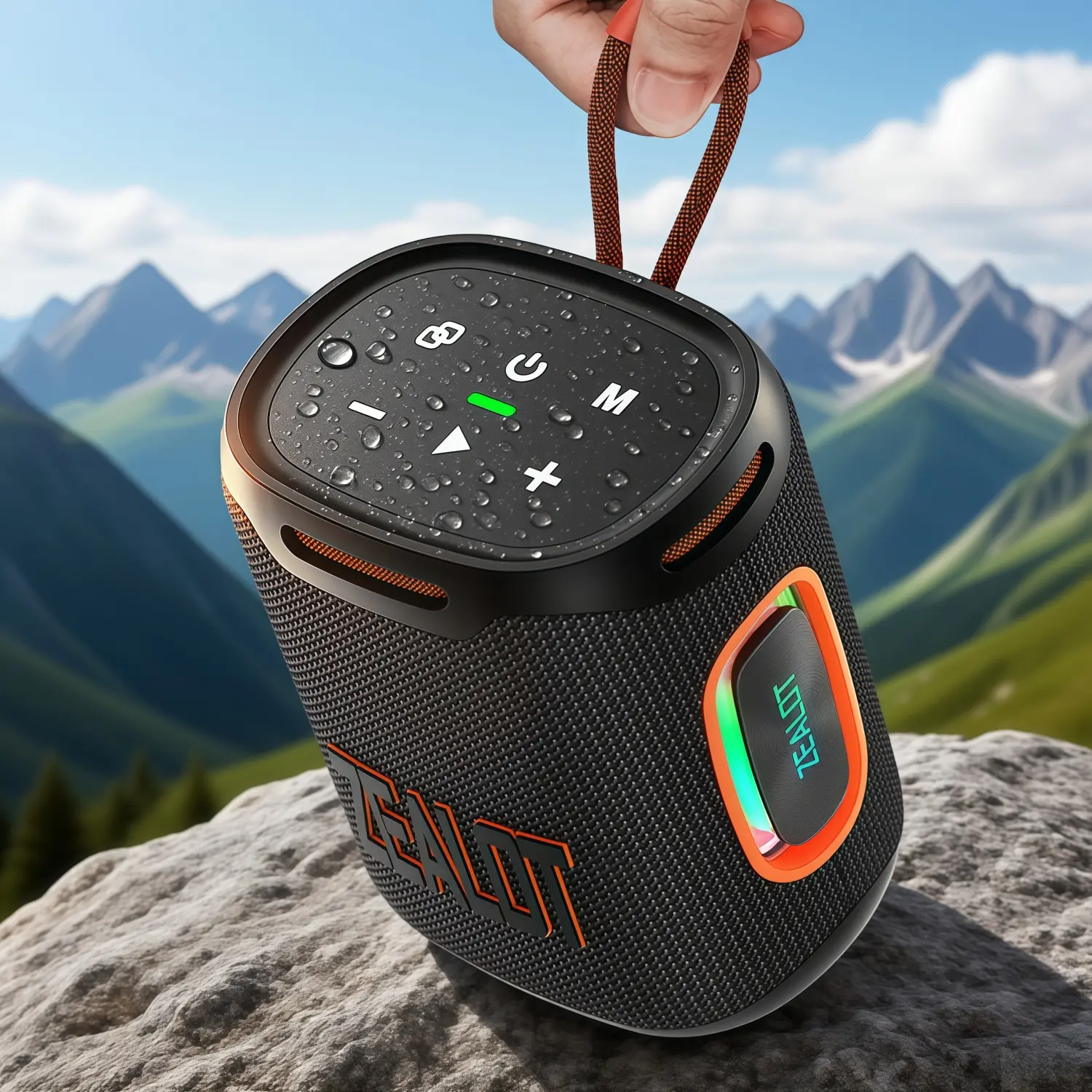 ZEALOT Portable Bluetooth Speaker, Portable Audio Speaker, 25W Loud Stereo Bass, IPX6 Waterproof, RGB Lights, 24H Playtime, TF Card/USB/AUX, Built-in Handle - Weatherproof, Wireless Outdoor Speaker for Outdoor,Home,Camping, Travel, Party
