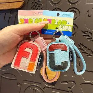 A To Z Leather Initials Keychain Color Braied Wristband Pendant Keyring for Women Men Car Bag Charms Camera Phone Key Accessorie