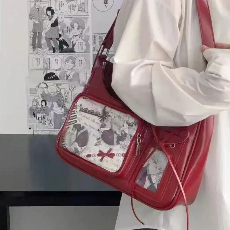 Y2k Harajuku Shoulder Bag Women Korean Transparent Ita Bag School Crossbody Bag Female Japanese Designer Preppy Handbag Purse