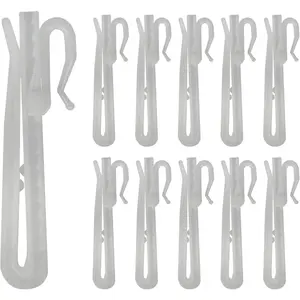 Plastic Curtain Hooks, Adjustable Pinch Pleat Hooks With Ratchet System For Pleated Curtains and Drapery (55mm)