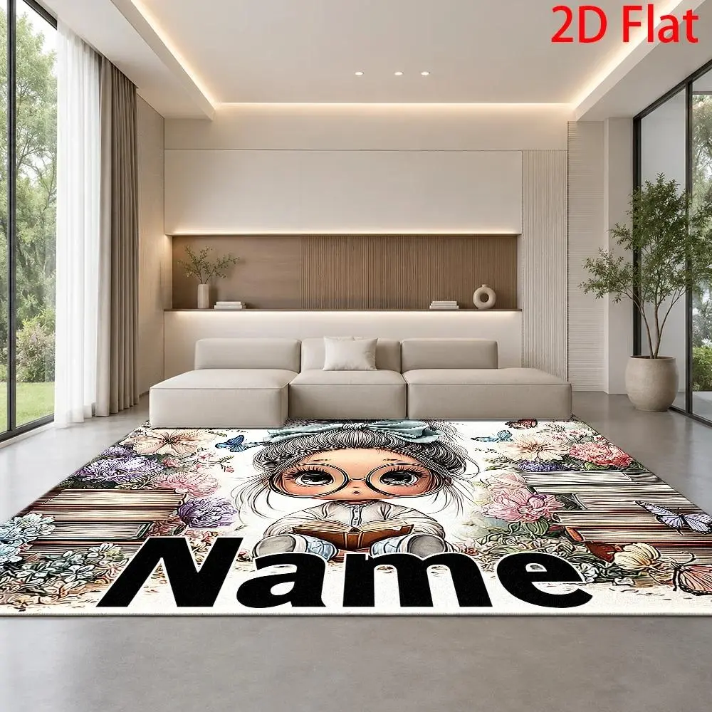 2D Flat Floral Print Large Area Rug - Cozy, Soft, Durable, Machine-Washable Indoor Floor Mat for Living Room Decor, Nursery