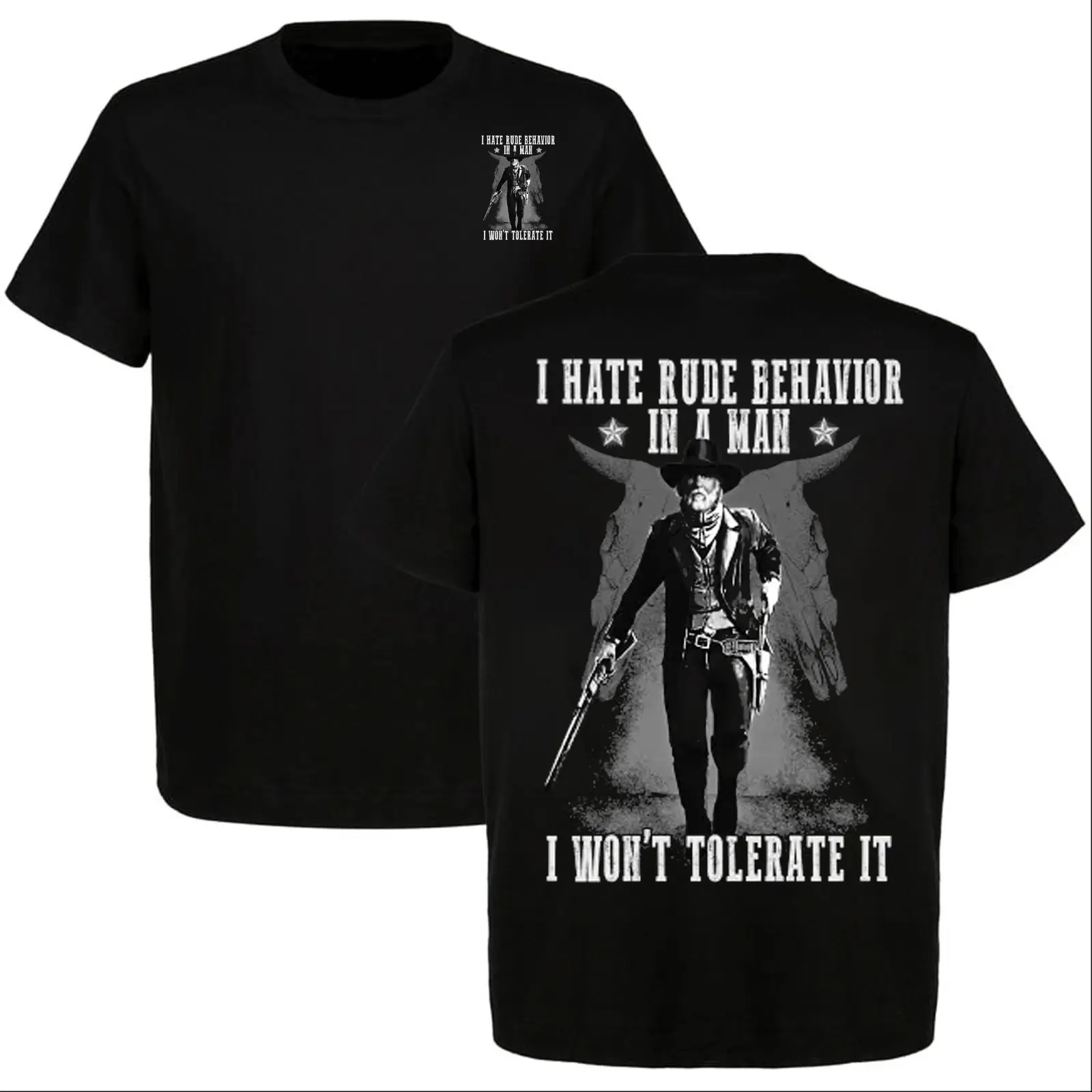 Gus McCrae I Hate Rude Behavior In A Man T-Shirt Vintage Lonesome Dove Tee Classic Western Shirt Full Color Full Size Unisex Ultra Cotton Made in USA
