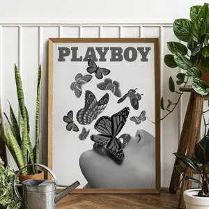 [SALE UP TO 50%] Lipstick Luxury Fashion, PLAYBOY Poster, Trendy Retro Wall Art, Vintage Poster, Aesthetic Print, Bedroom Wall Art,Girl Boss Poster - Complimentary Delivery (No Frame)