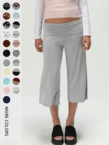 Women's High Waist Wide Leg Pants, Vintage Style Seven-Point Commuter Trousers, Slimming Drape Fit, Comfortable Office Wear