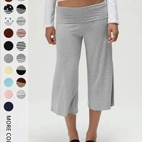 Women's High Waist Wide Leg Three Quarter Pants Vintage Style Elegant Business Casual Commuter Trousers, Slimming Drape Fit Bottoms, Comfortable Everyday Office Wear, Womenswear, Casual Pants