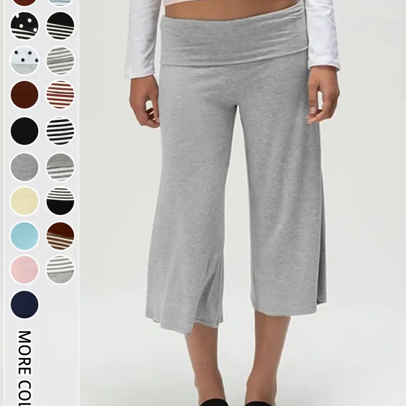 Women's High Waist Wide Leg Three Quarter Pants Vintage Style Elegant Business Casual Commuter Trousers, Slimming Drape Fit Bottoms, Comfortable Everyday Office Wear, Womenswear, Casual Pants