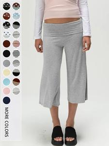 Women's High Waist Wide Leg Pants, Vintage Style Seven-Point Commuter Trousers, Slimming Drape Fit, Comfortable Office Wear Bottom