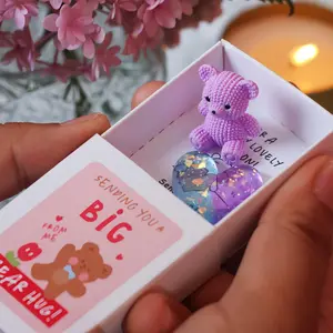 1/4pcs My Teddy Bear Mini Gift Box Set, Resin Heart & Teddy Bears, Encouragement Card Included, Perfect Wedding Anniversary Christmas Gifts