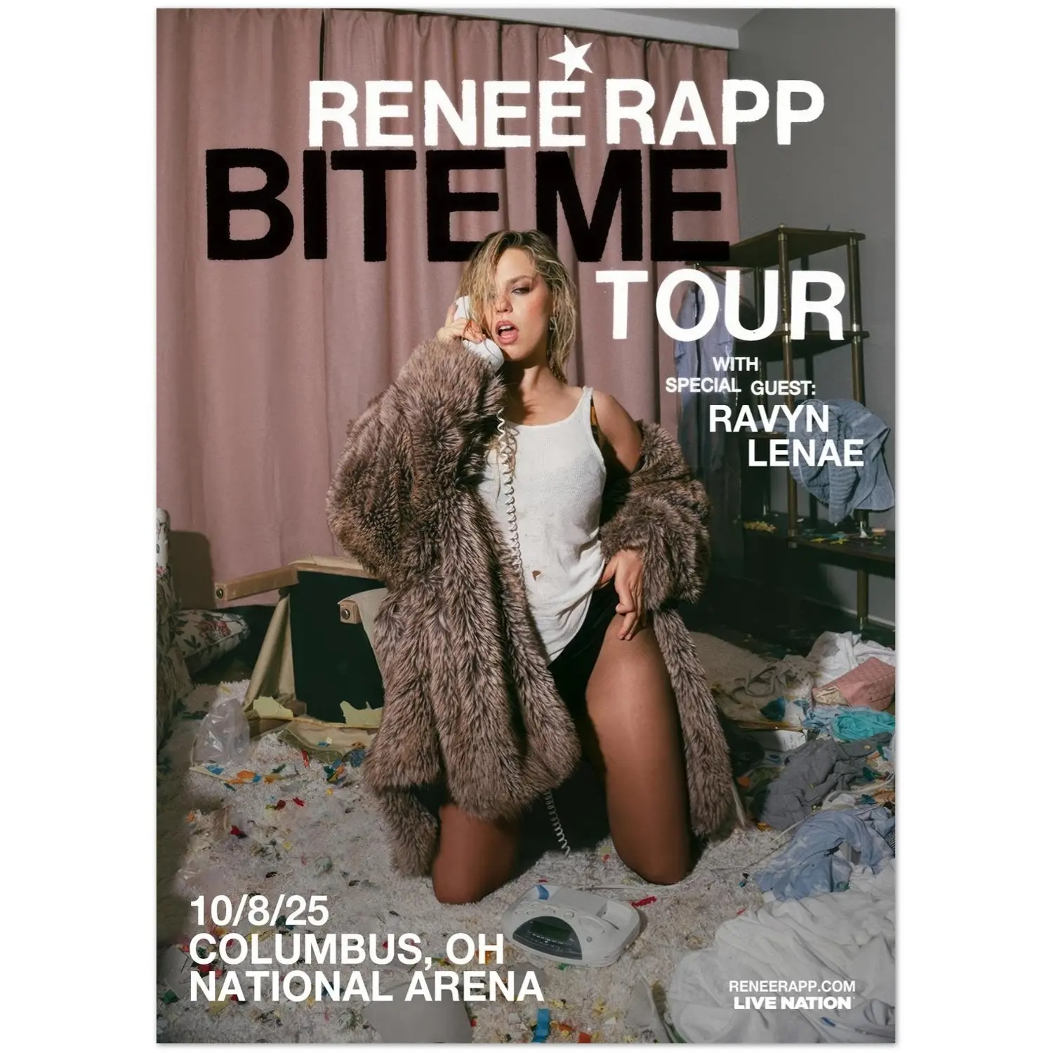 Ren2e Rapp Concert Poster - Bite Me Tour 2025 Wall Art - Aesthetic Music Star Portrait - Modern Pop Culture Dorm Room Decor