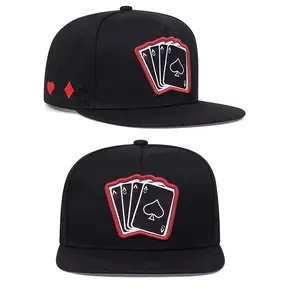 Four playing cards with embroidered A pattern Flat edge hat for men Outdoor sports hip-hop hat Sun hat