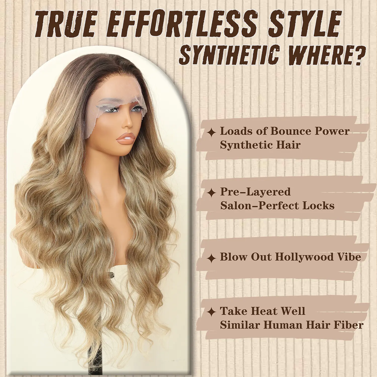 SOKU Long Wave 13x6 Lace Front Wigs Synthetic Hair 180 