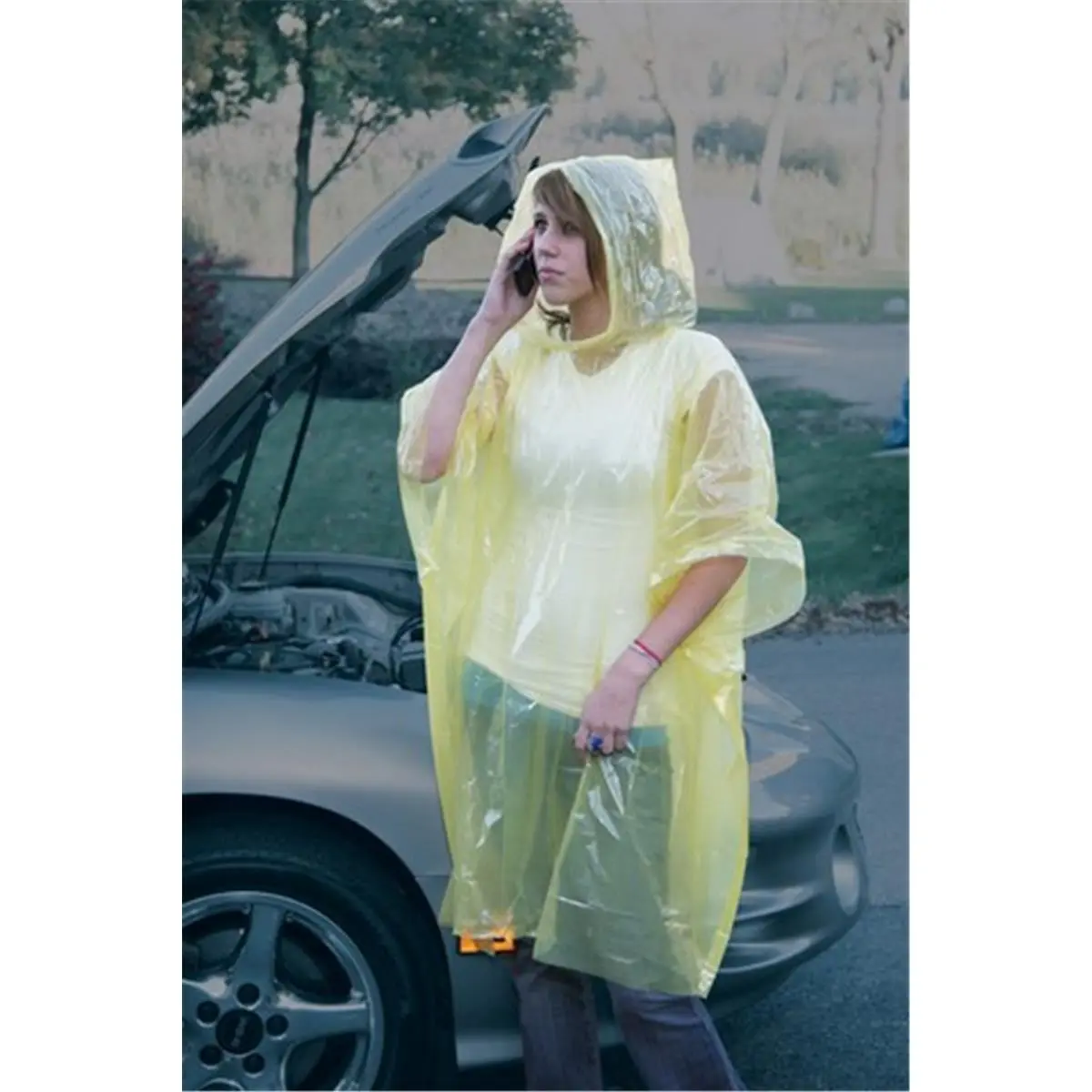 Boulder Creek 60010CM PVC Plastic Hooded Emergency Raincoat - Unisex, Waterproof, Electronically Welded, Attached Hood, 50 in. x 80 in., All Seasons