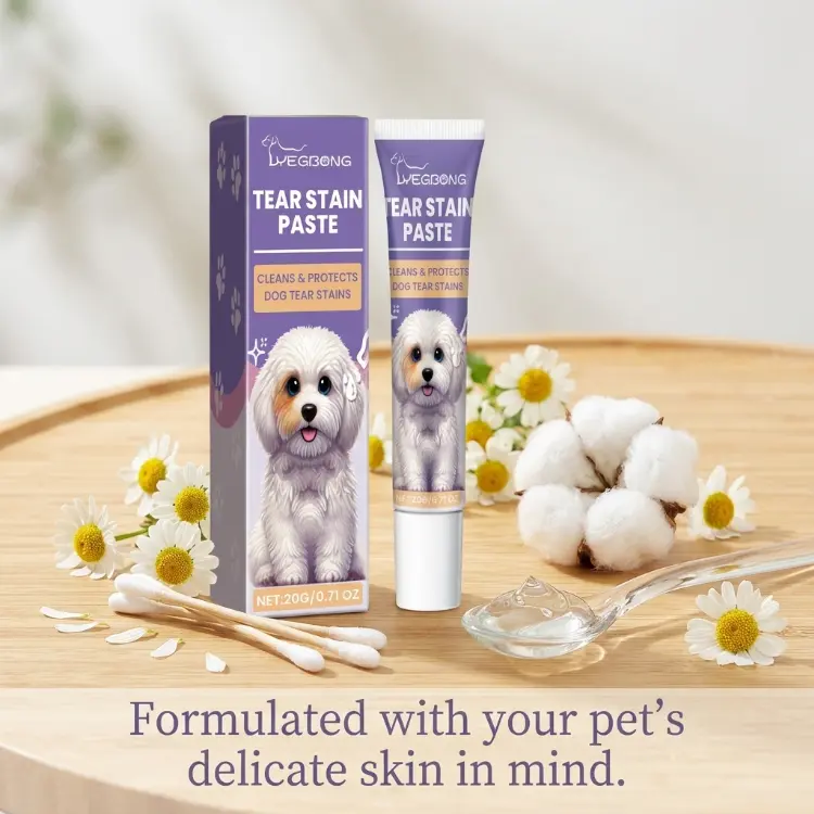 PruFlo Dog Eye Care Set Gentle Cleaning for Pet Dog Eyes Removing Eye Gunk Tear Stains Moisturizing Care with Saline Solution & Tear Stain Paste Puppy Eye Wash Tear Stain Remover
