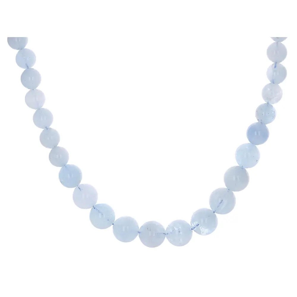 JTV Dreamy Blue Aquamarine With London Blue Topaz 18K Yellow Gold Over Silver Beaded Necklace 0.55ctw