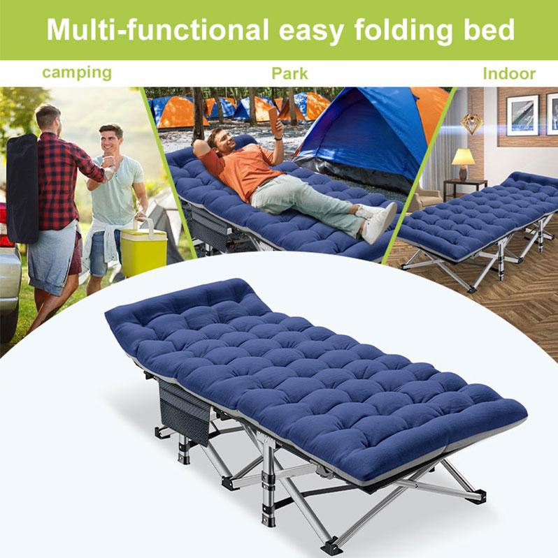 Folding bed outdoor, Folding CampingCots for Adults, Double Layer 1200D900lb Loading Cot for Sleeping,Heavy Duty Guest Bed with MattressCarrying Bag Home Camping, foldingportable camping bed